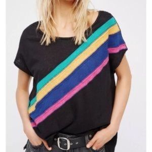 We the Free Thein Diagonal Rainbow Stripe Tee